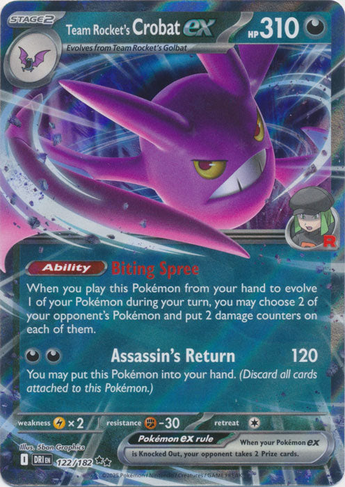 Team Rocket's Crobat ex - 122/182 - Double Rare