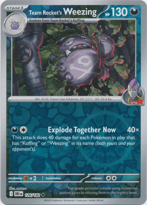 Team Rocket's Weezing - 126/182 - Uncommon - Reverse Holo
