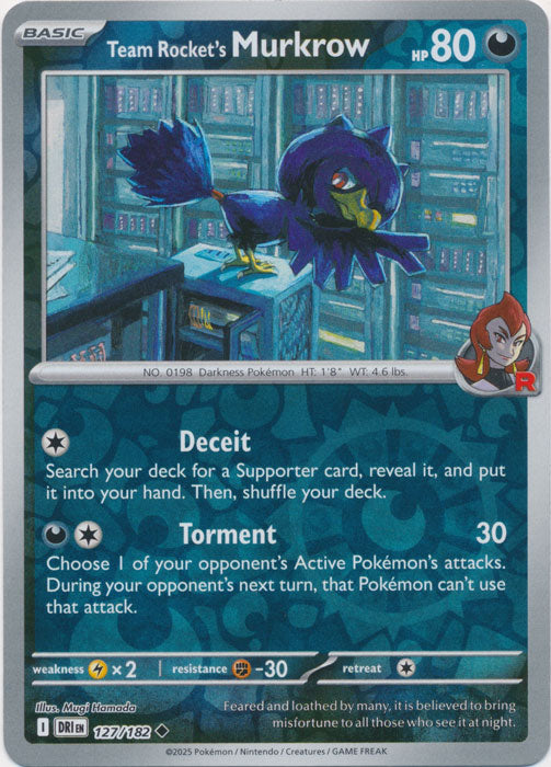 Team Rocket's Murkrow - 127/182 - Uncommon - Reverse Holo