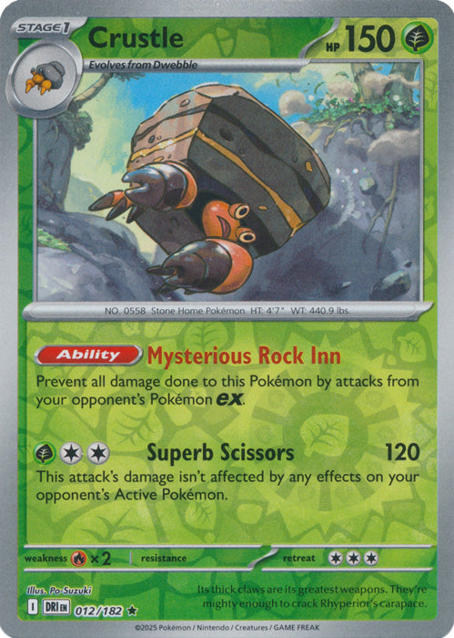 Crustle - 012/182 - Rare - Reverse Holo