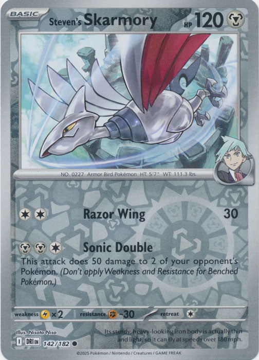Steven's Skarmory - 142/182 - Common - Reverse Holo