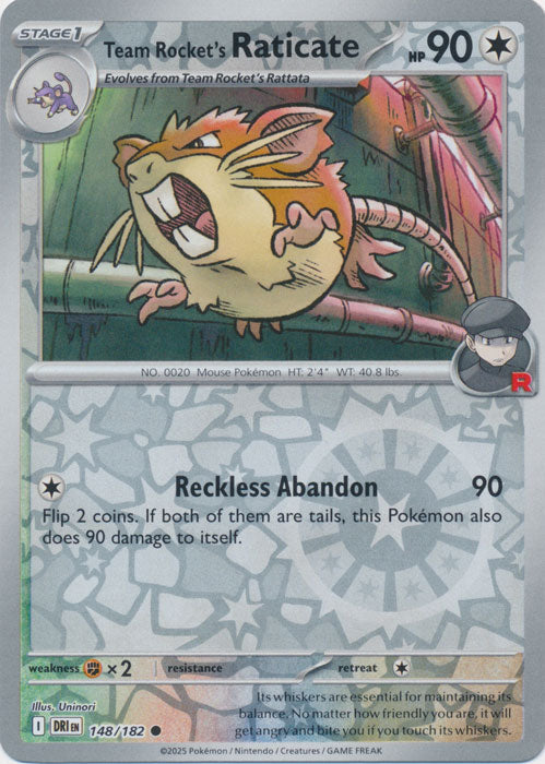 Team Rocket's Raticate - 148/182 - Common - Reverse Holo