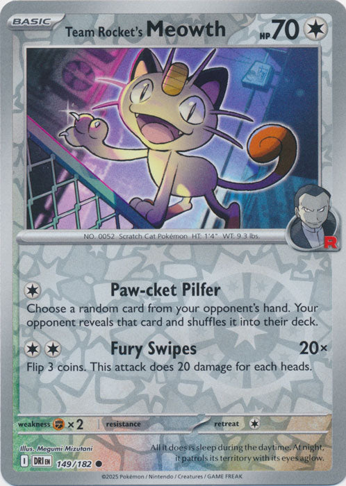 Team Rocket's Meowth - 149/182 - Common - Reverse Holo
