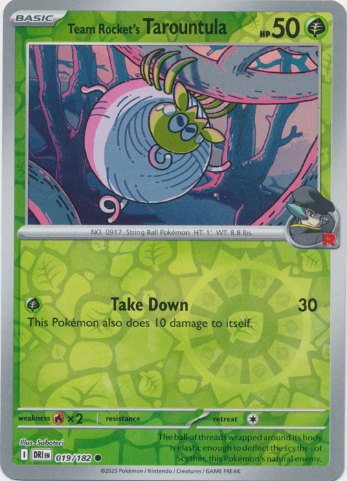 Team Rocket's Tarountula - 019/182 - Common - Reverse Holo