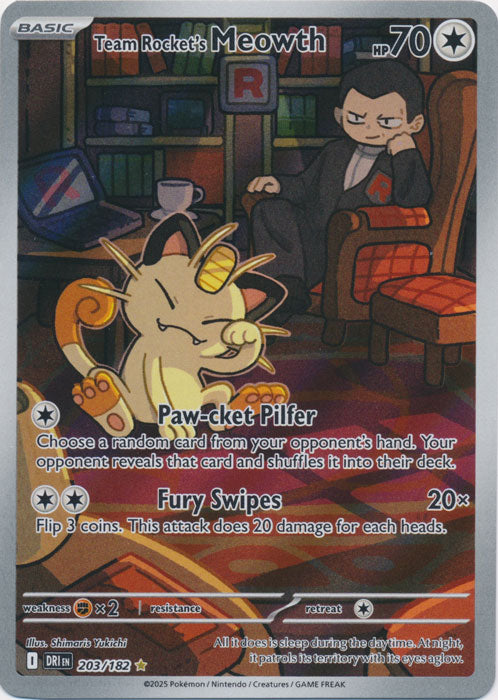 Team Rocket's Meowth - 203/182 - Illustration Rare