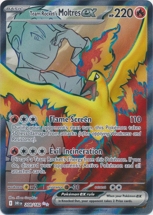 Team Rocket's Moltres ex - 208/182 - Full Art Ultra Rare