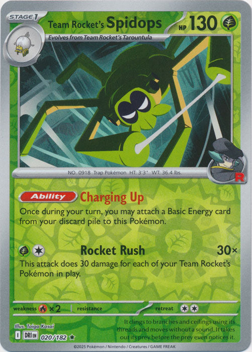 Team Rocket's Spidops - 020/182 - Rare - Reverse Holo