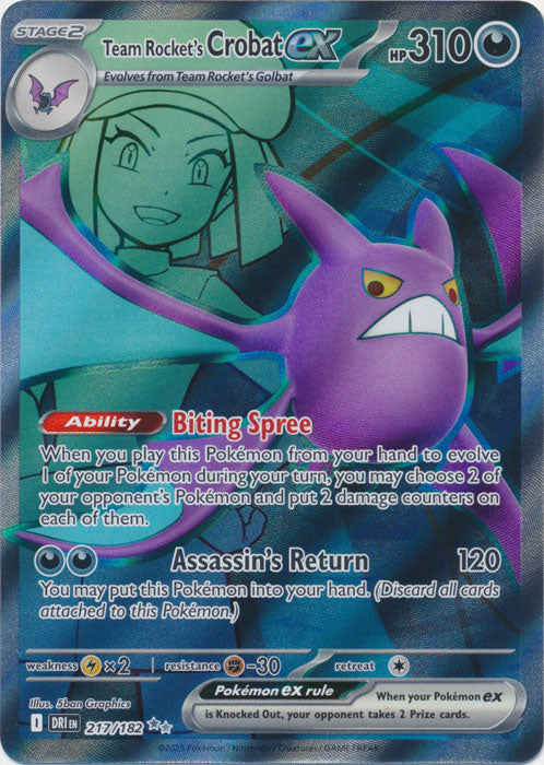 Team Rocket's Crobat ex - 217/182 - Full Art Ultra Rare