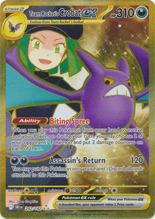 Team Rocket's Crobat ex - 242/182 - Gold Secret Rare