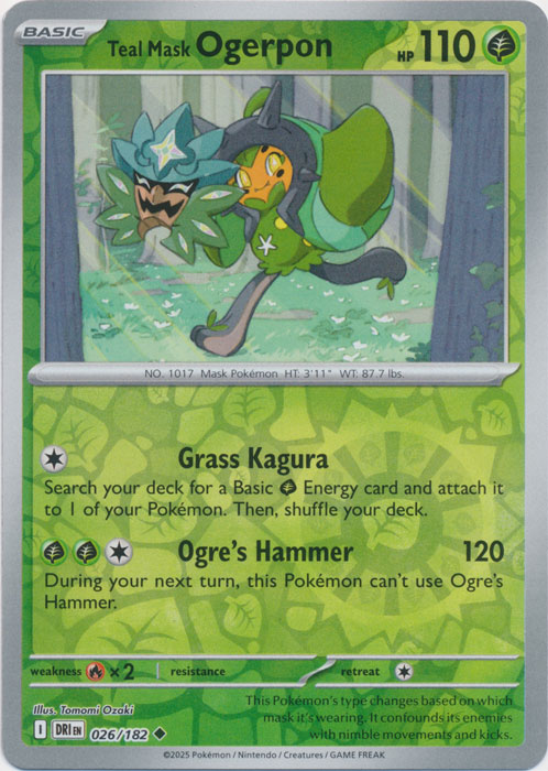 Teal Mask Ogerpon - 026/182 - Uncommon - Reverse Holo