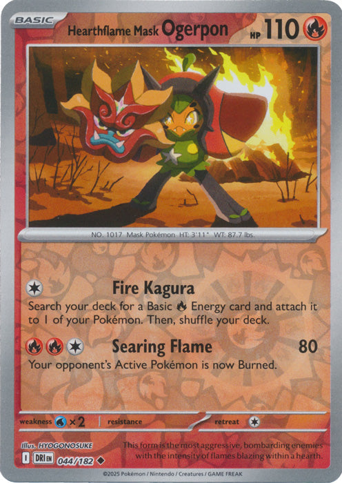 Hearthflame Mask Ogerpon - 044/182 - Uncommon - Reverse Holo