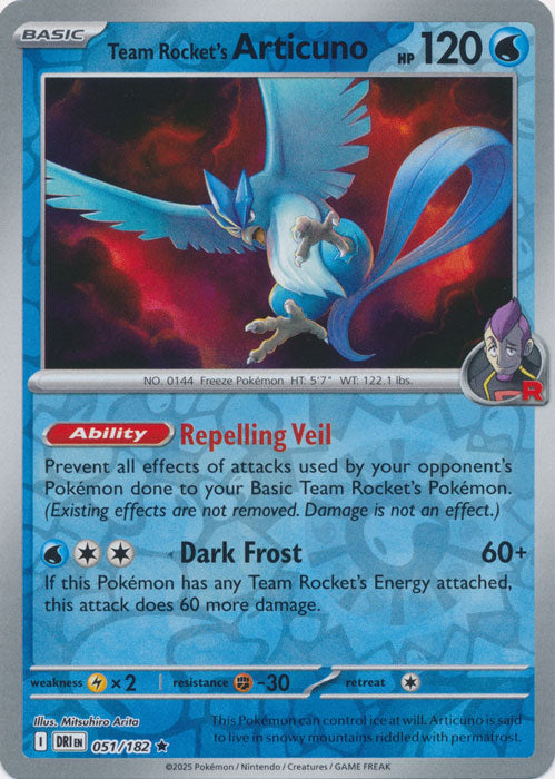 Team Rocket's Articuno - 051/182 - Rare - Reverse Holo