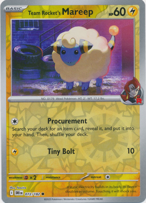 Team Rocket's Mareep - 072/182 - Common - Reverse Holo