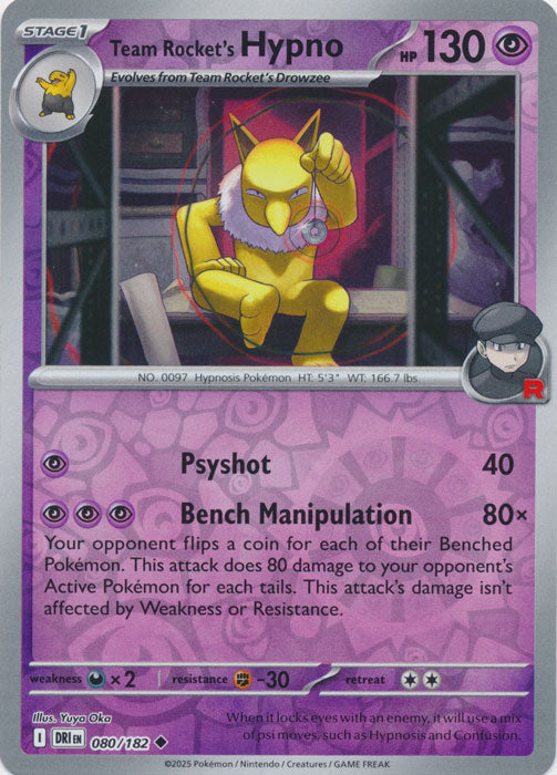 Team Rocket's Hypno - 080/182 - Uncommon - Reverse Holo
