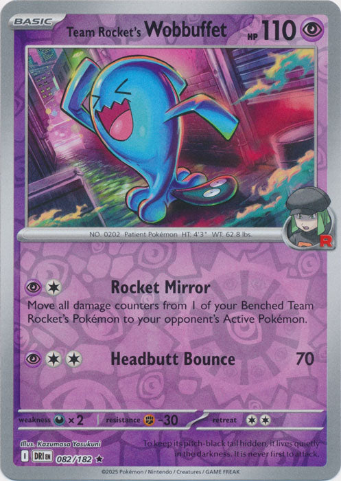 Team Rocket's Wobbuffet - 082/182 - Rare - Reverse Holo