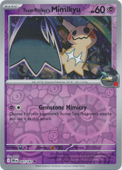 Team Rocket's Mimikyu - 087/182 - Uncommon - Reverse Holo