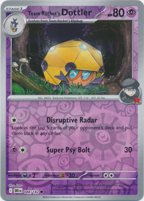Team Rocket's Dottler - 088/182 - Common - Reverse Holo