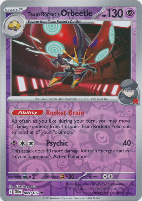 Team Rocket's Orbeetle - 089/182 - Uncommon - Reverse Holo