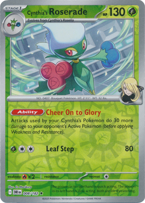 Cynthia's Roserade - 008/182 - Rare - Reverse Holo