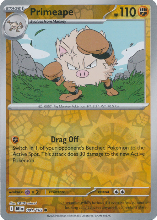 Primeape - 091/182 - Common - Reverse Holo