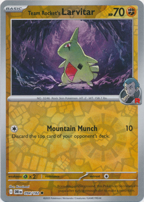 Team Rocket's Larvitar - 094/182 - Common - Reverse Holo