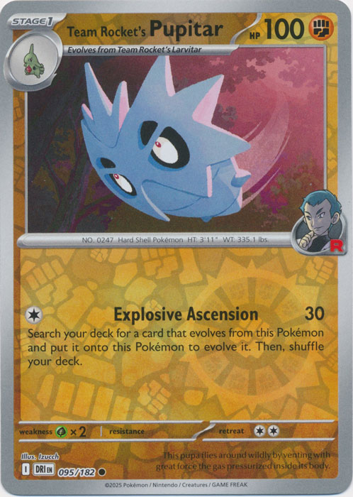 Team Rocket's Pupitar - 095/182 - Common - Reverse Holo