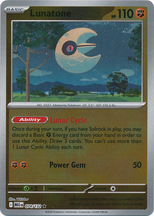 Lunatone - 074/132 - Rare - Reverse Holo