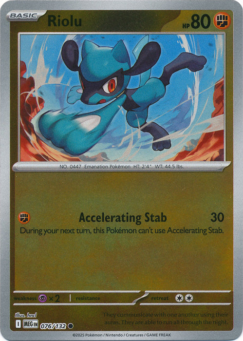 Riolu - 076/132 - Common - Reverse Holo