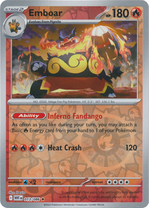 Emboar - 013/086 - Rare - Reverse Holo