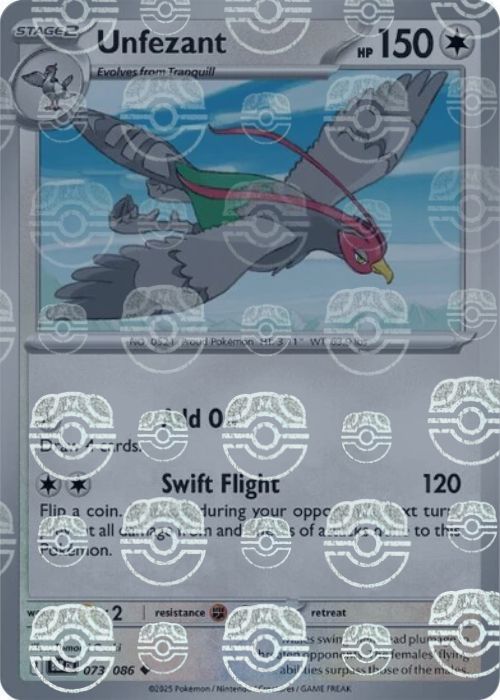 Unfezant (Master Ball Pattern) - 073/086 - Uncommon