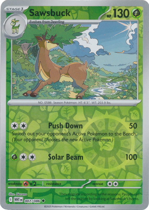 Sawsbuck - 007/086 - Uncommon - Reverse Holo