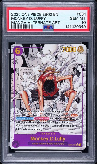 MONKEY D. LUFFY (061) - ONE PIECE EB02-EXTRA BOOSTER -ANIME 25TH COLLECTION- - MANGA ALTERNATE ART - GEM MT 10