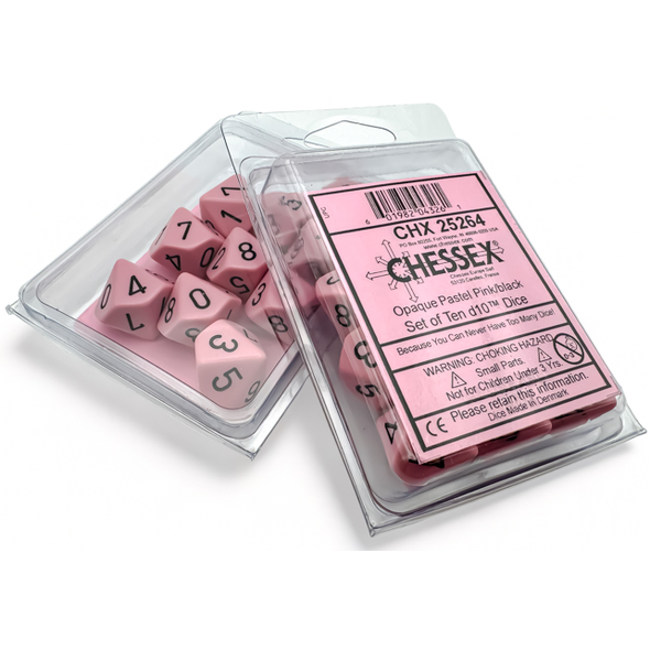 Chessex - 10D10 - Opaque - Pastel Pink/Black