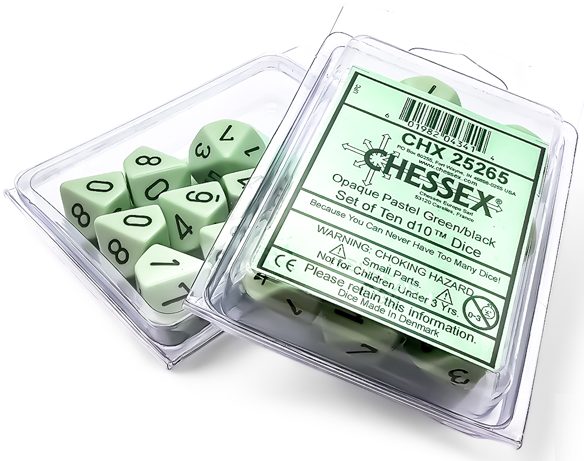 Chessex - 10D10 - Opaque - Pastel Green/Black