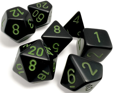 Chessex - 7 Piece - Opaque - Black/Green