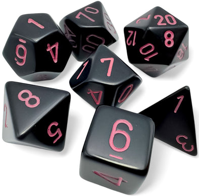 Chessex - 7 Piece - Opaque - Black/Pink