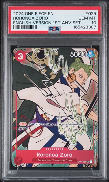 RORONOA ZORO (OP01-025) - 2024 ONE PIECE ENGLISH VERSION 1ST ANNIVERSARY SET - PROMO - GEM MT 10