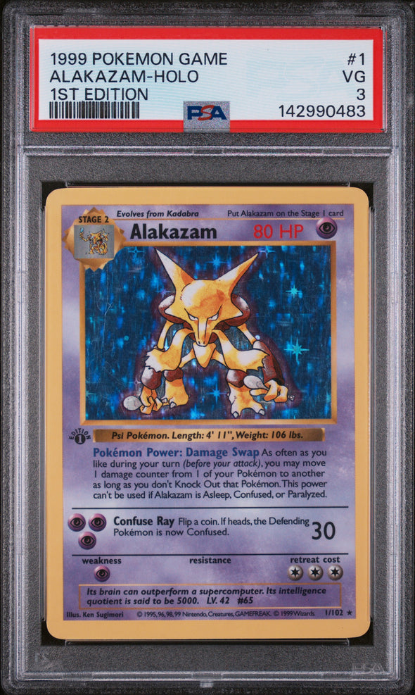 ALAKAZAM (1) - POKEMON GAME - 1ST EDITION - HOLO - VG 3