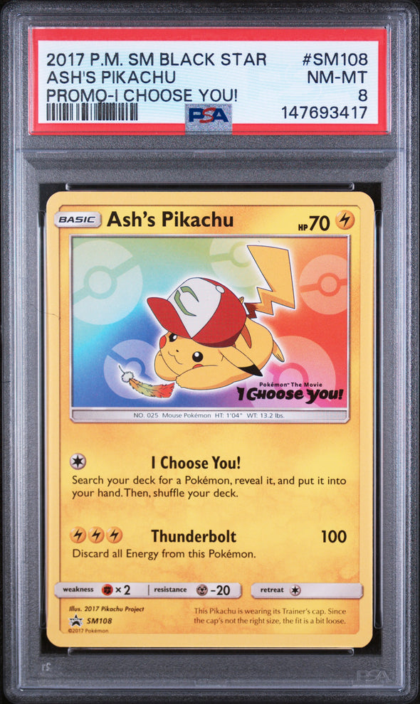 ASH'S PIKACHU (SM108) - POKEMON SM BLACK STAR PROMO - PROMO-I CHOOSE YOU! - NM-MT 8