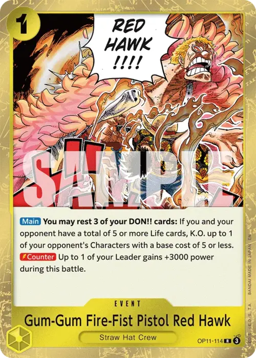 Gum-Gum Fire-Fist Pistol Red Hawk (Nami Deck) (LT-01 Reprint) (Non-Foil) - OP11-114 - Rare