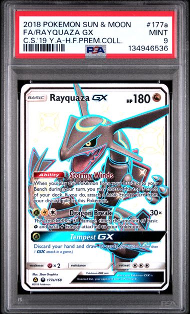 RAYQUAZA GX (177A) - POKEMON SUN & MOON CELESTIAL STORM - C.S.'19 Y.A-H.F.PREM.COLL. - MINT 9