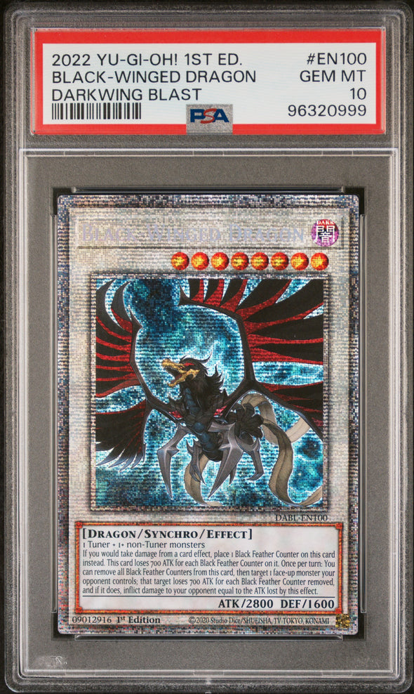BLACK-WINGED DRAGON (EN100) - YUGIOH DARKWING BLAST - DARKWING BLAST - GEM MT 10