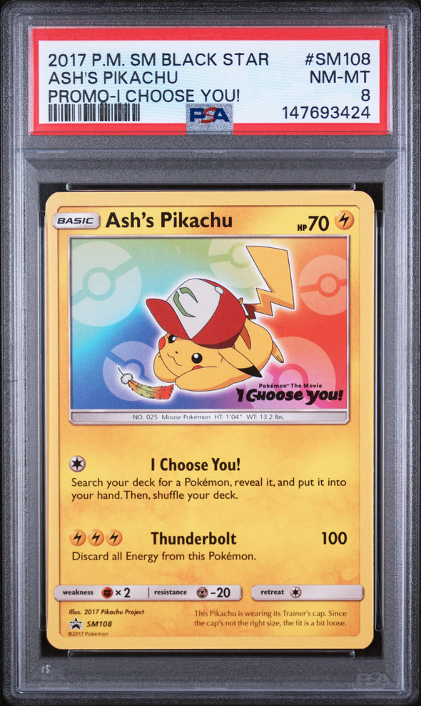 ASH'S PIKACHU (SM108) - POKEMON SM BLACK STAR PROMO - PROMO-I CHOOSE YOU! - NM-MT 8