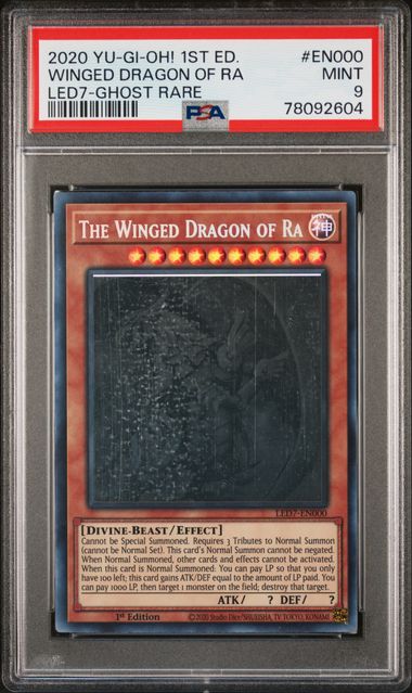 The Winged Dragon of Ra (000) - LED7 1st Edition - Ghost Rare - Mint 9