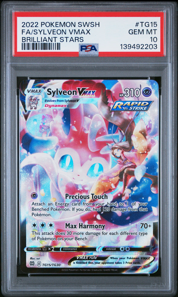 SYLVEON VMAX (TG15) - POKEMON SWORD & SHIELD BRILLIANT STARS - BRILLIANT STARS - FULL ART - GEM MT 10