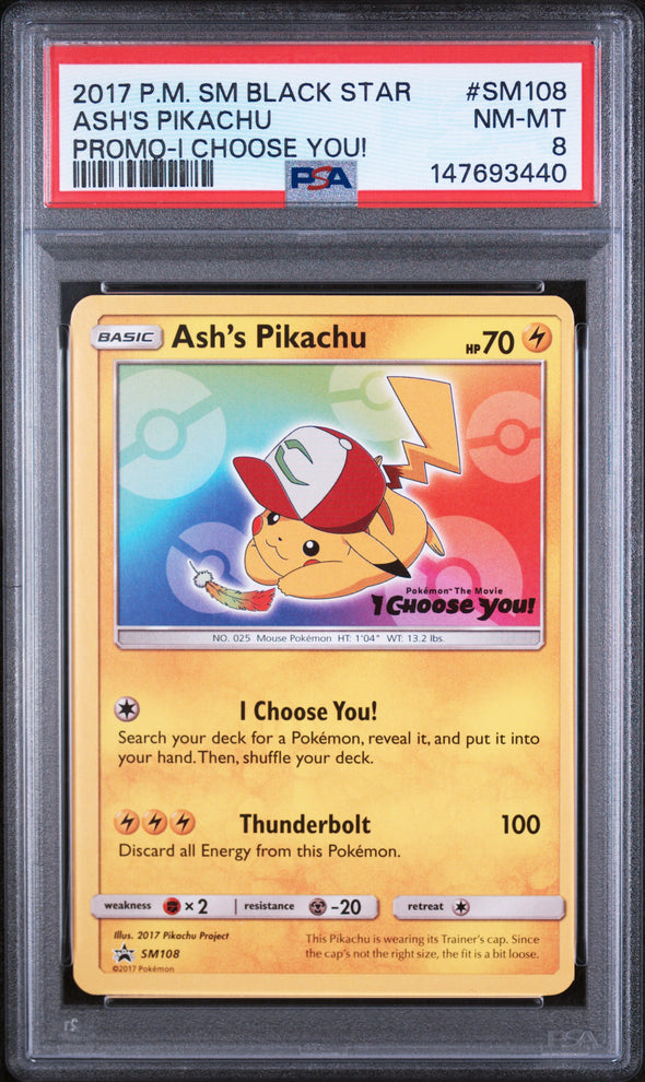 ASH'S PIKACHU (SM108) - POKEMON SM BLACK STAR PROMO - PROMO-I CHOOSE YOU! - NM-MT 8