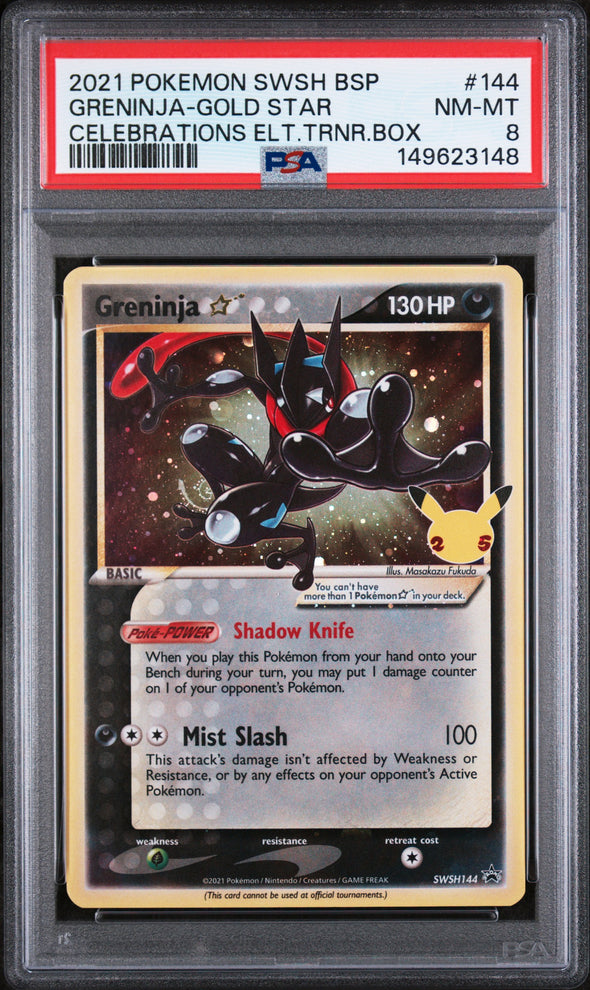 GRENINJA-GOLD STAR (144) - POKEMON SWSH BLACK STAR PROMO - CELEBRATIONS ELT.TRNR.BOX - NM-MT 8
