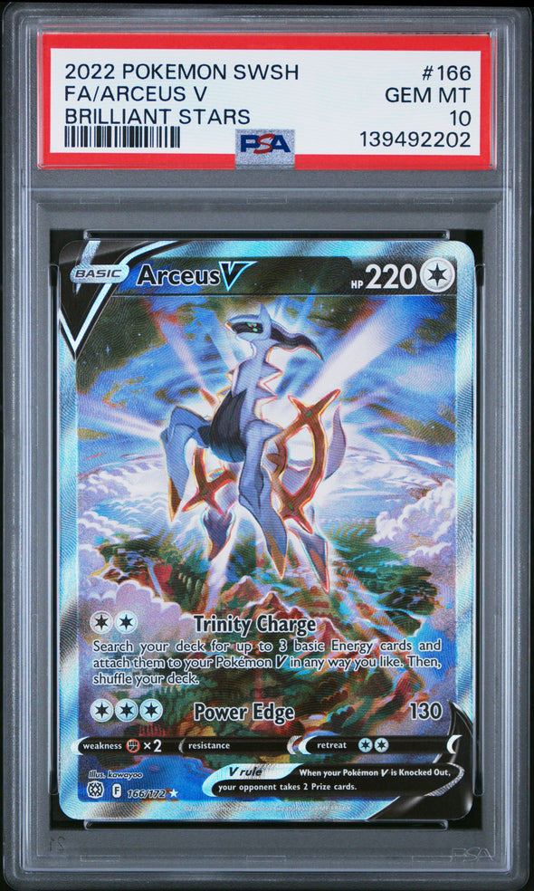 ARCEUS V (166) - POKEMON SWORD & SHIELD BRILLIANT STARS - BRILLIANT STARS - FULL ART - GEM MT 10