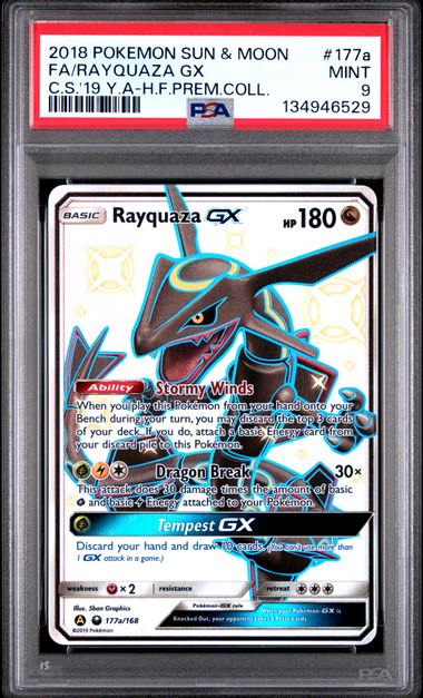 RAYQUAZA GX (177A) - POKEMON SUN & MOON CELESTIAL STORM - C.S.'19 Y.A-H.F.PREM.COLL. - MINT 9