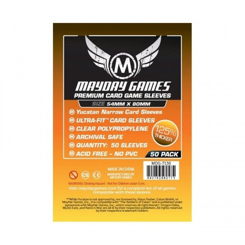 Mayday Games - 50ct - Yucatan 125% Thicker Ultra Fit Narrow Sleeves 54mm x 80mm available at 401 Games Canada